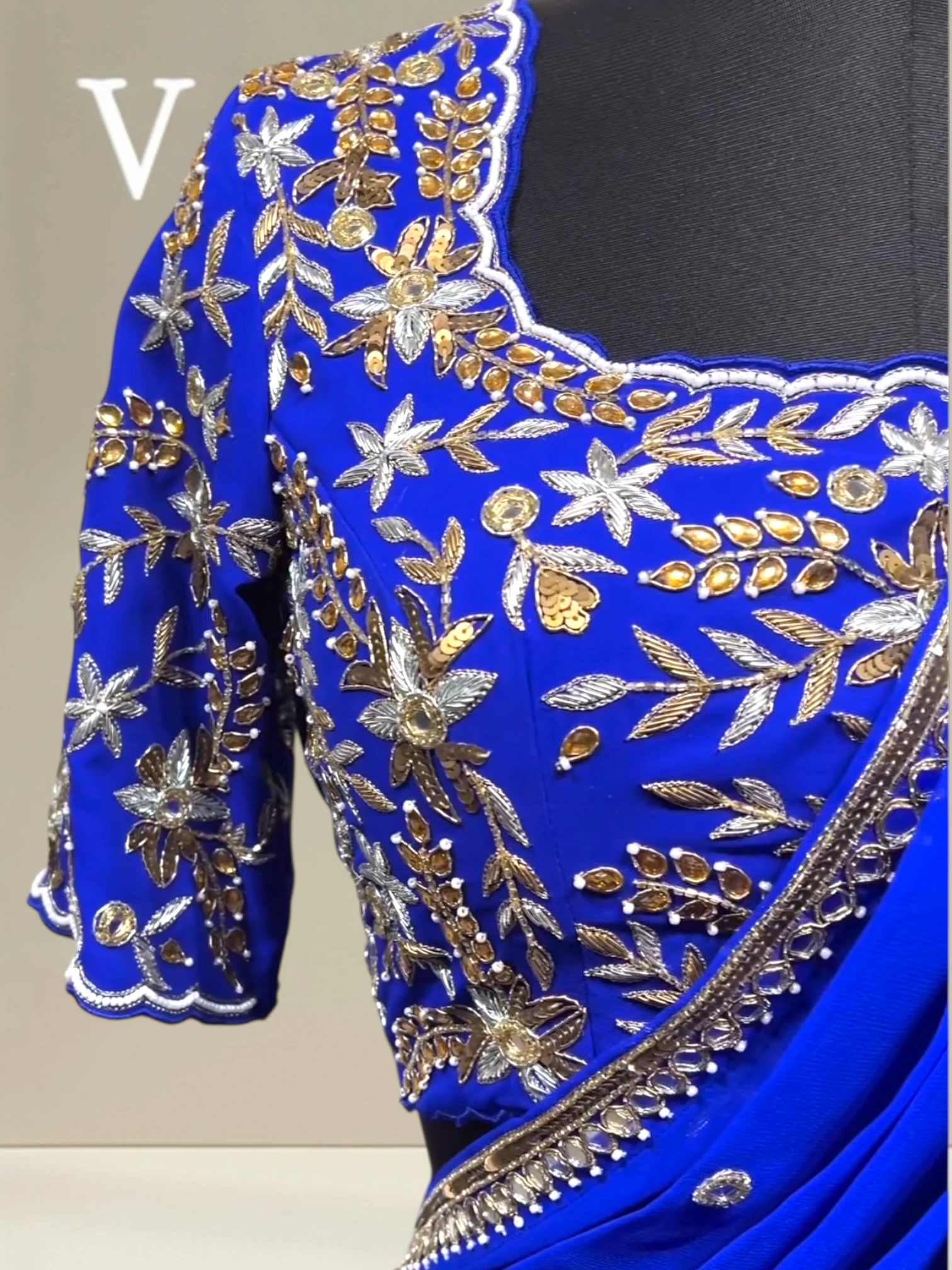 Royal blue lehenga drape0 product image