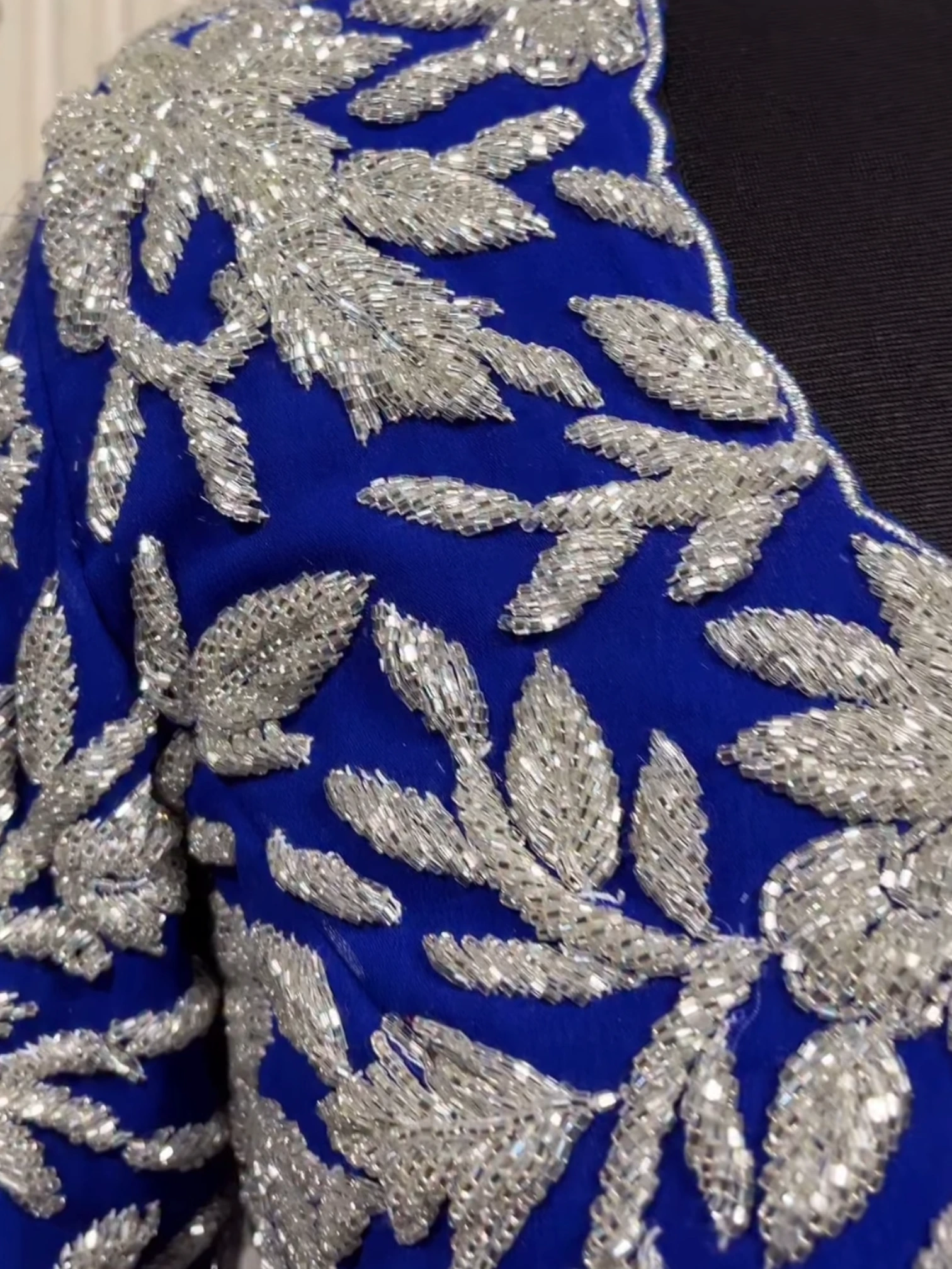 Silver glass work drape skirt saree0 product image