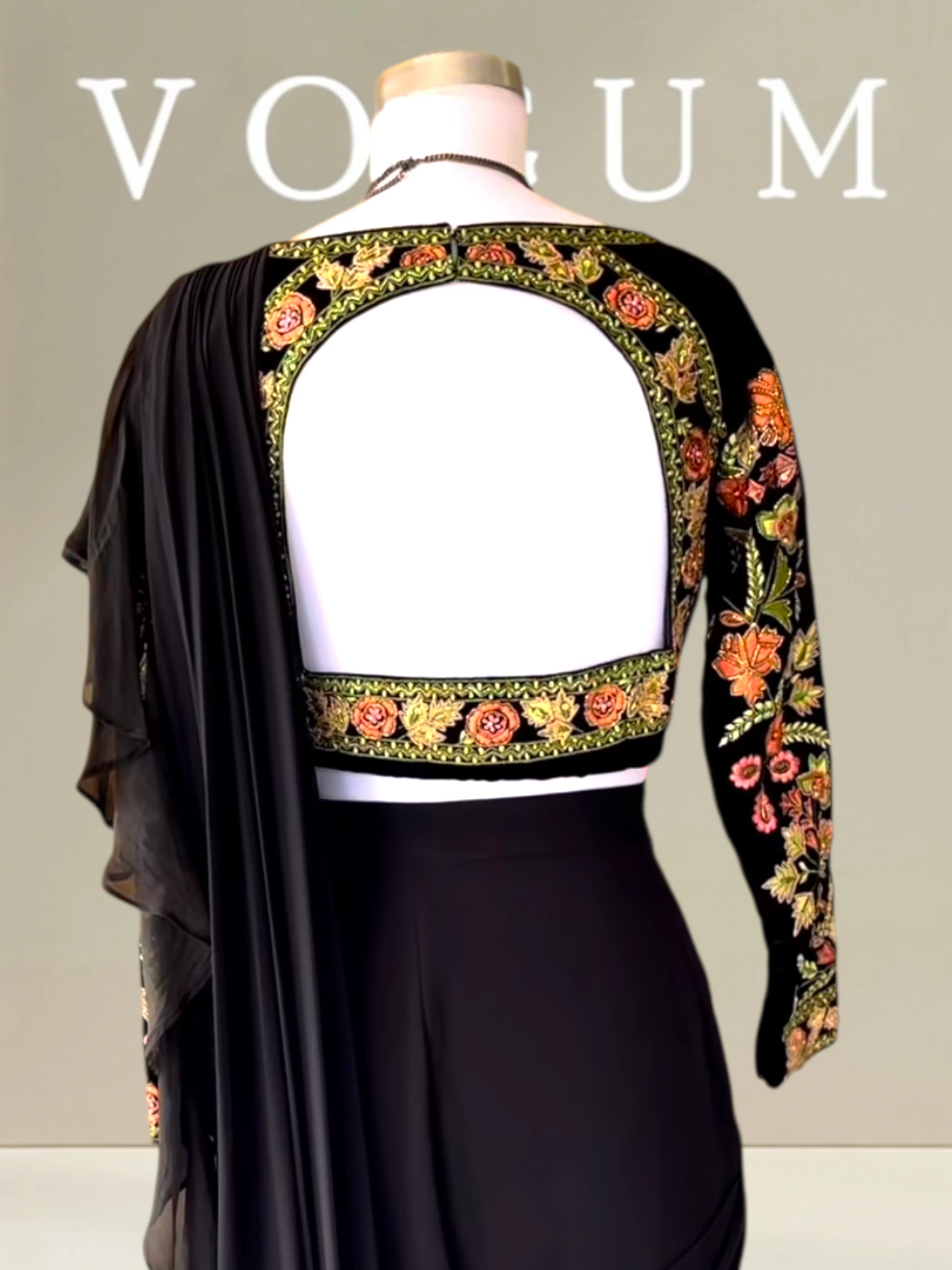 Thread work full sleeved saree set0 product image