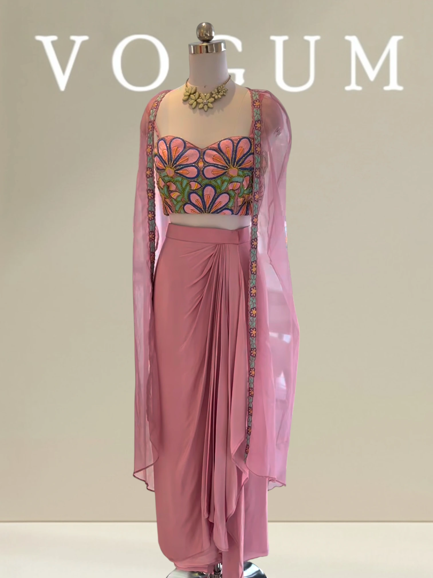 Hand embroidered indowestern skirt shrug set related product