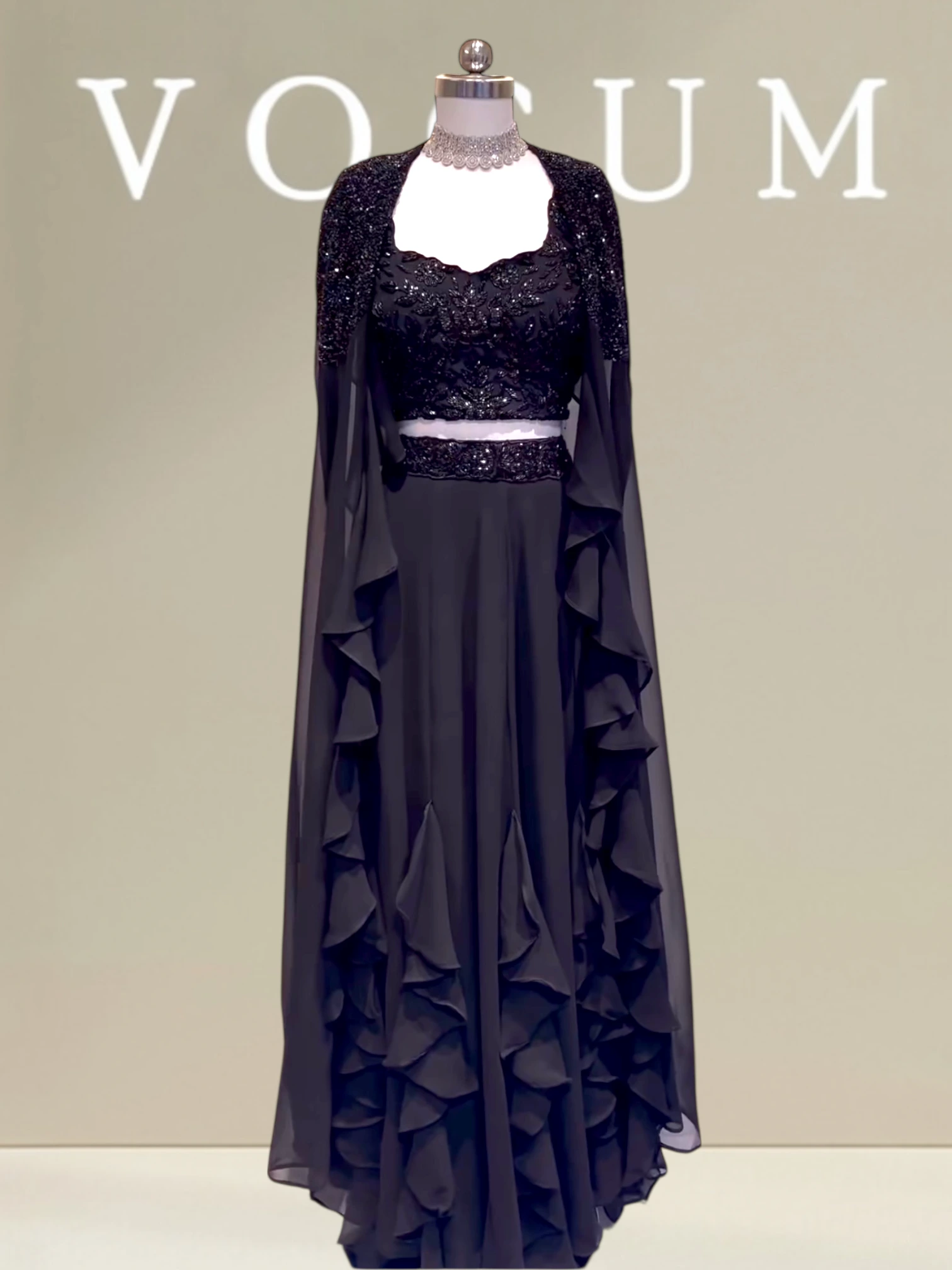 All Black Frilly Skirt Cape Set related product